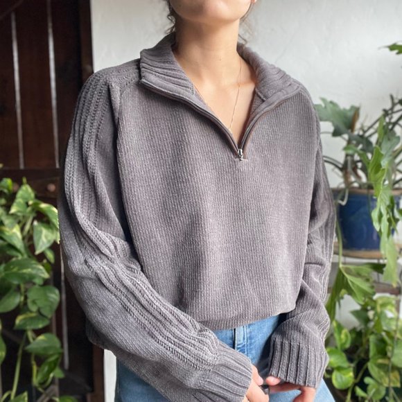 Cortefiel Other - Cortefiel | Gray Velvet Knit Pullover